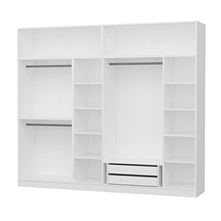 Kale 6 Kapaklı 2Ç Zincir Dolap-Yüklük - Beyaz 235CM