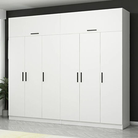 Kale 6 Kapaklı 4Ç Zincir Dolap-Yüklük - Beyaz 235CM