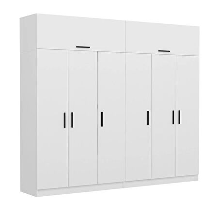 Kale 6 Kapaklı 4Ç Zincir Dolap-Yüklük - Beyaz 235CM