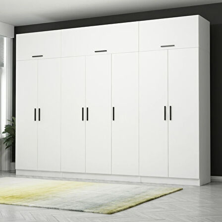 Kale 7 Kapaklı 2 Çekmeceli Zincir Dolap-Yüklük - Beyaz 235CM