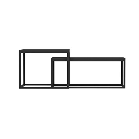 Minar Leka Metal Ayaklı Modern Orta Sehpa - Siyah