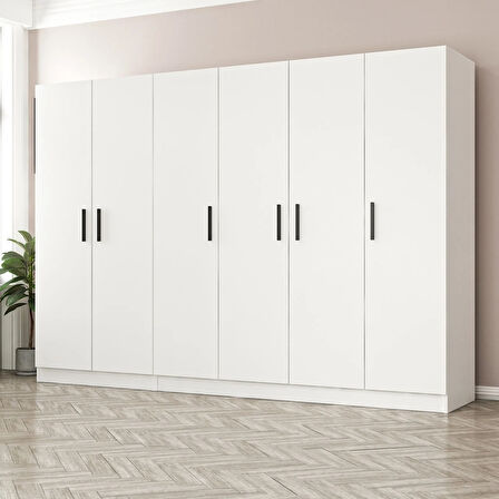 Minar Kale 6 Kapaklı 2Ç Zincir Dolap - Gardrop - Beyaz 210CM