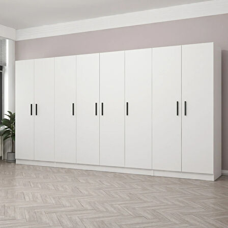 Kale 8 Kapak 2 Çekmece Zincir Dolap - Beyaz 210CM