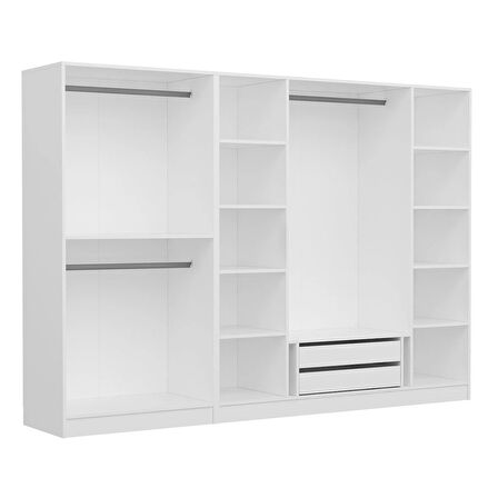 Minar Kale Country 6 Kapak Aynalı 2 Ç Zincir Dolap - E.Beyaz 210CM