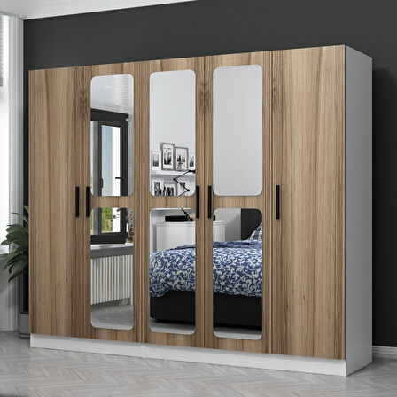 Kale 5 Kapaklı Aynalı 2Ç Dolap - Dore 210CM