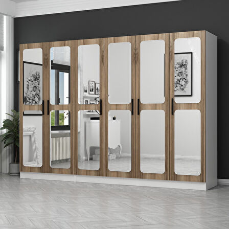 Kale 6 Kapaklı Aynalı 2Ç Dolap - Dore 210CM