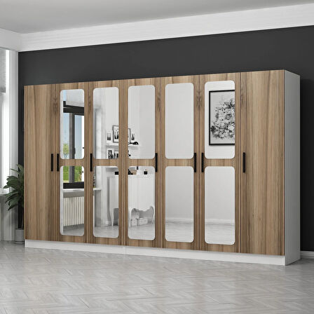 Kale 7 Kapaklı Aynalı 4Ç Dolap - Dore 210CM