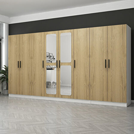 Kale 8 Kapaklı Aynalı 2Ç Dolap - Pera Ceviz 210CM