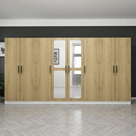 Kale 8 Kapaklı Aynalı 2Ç Dolap - Pera Ceviz 210CM