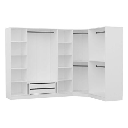 Kale 7 Kapak 2Ç Köşe Zincir Dolap - Beyaz 210CM