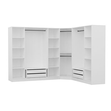 Kale 8 Kapak 4Ç Köşe Zincir Dolap - Beyaz 210CM