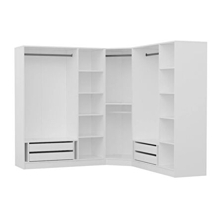 Kale Country 7 Kapak 4Ç Köşe Zincir Dolap - Eskitme Beyaz 210CM