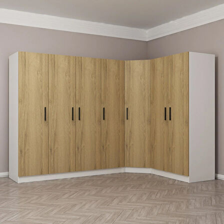 Kale 7 Kapaklı 2Ç Köşe Dolap - Pera Ceviz 210CM