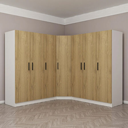 Kale 7 Kapaklı 4Ç Köşe Dolap - Pera Ceviz 210CM