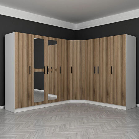 Kale 8 Kapaklı Aynalı 4Ç Köşe Dolap - Dore 210CM