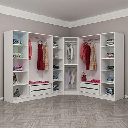 Kale 8 Kapaklı Aynalı 4Ç Köşe Dolap - Dore 210CM