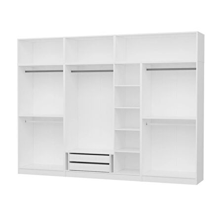 Kale 7 Kapaklı Aynalı Zincir Dolap-Yüklük - Beyaz 255CM