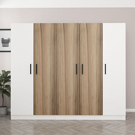 Kale 7 Kapaklı 4 Çekmeceli - Dolap - Beyaz/Pera 210CM