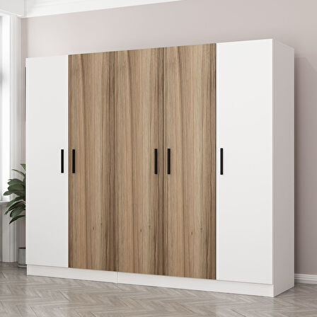 Kale 7 Kapaklı 4 Çekmeceli - Dolap - Beyaz/Pera 210CM