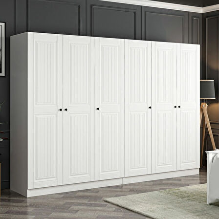 Kale 6 Mebran Kapaklı 4Ç Dolap - Beyaz 190CM