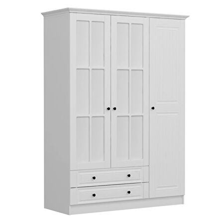 Kale 3 Mebran Kapaklı 2Ç Taçlı Dolap - Beyaz 190CM