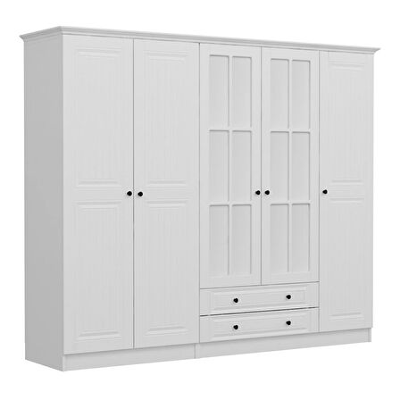 Kale 5 Mebran Kapaklı 2Ç Taçlı Dolap - Beyaz 190CM