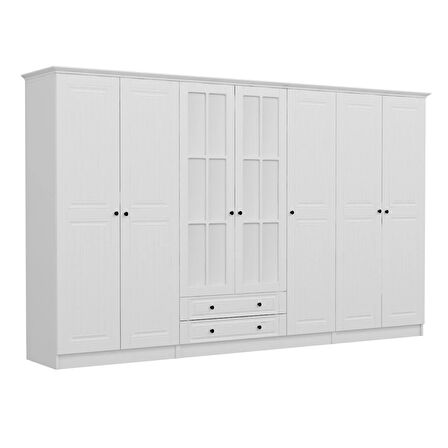 Kale 7 Mebran Kapaklı 2Ç Taçlı Dolap - Beyaz 190CM