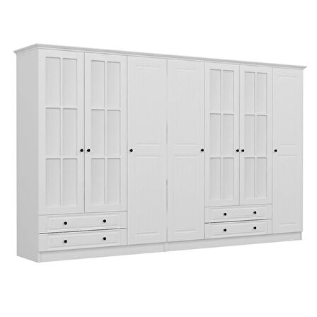 Kale 7 Mebran Kapaklı 4Ç Taçlı Dolap - Beyaz 190CM