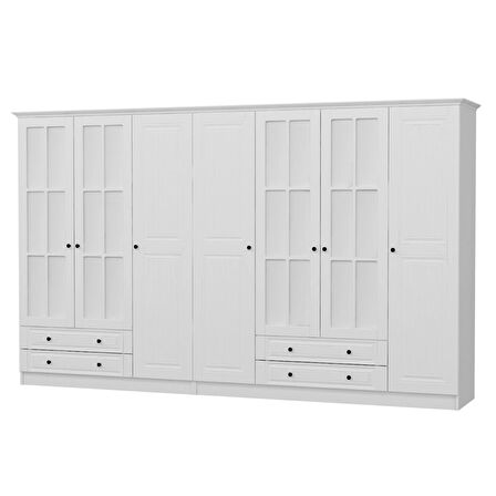 Kale 7 Mebran Kapaklı 4Ç Taçlı Dolap - Beyaz 190CM