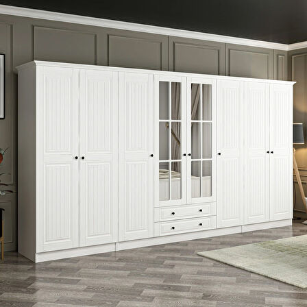 Kale 8 Mebran Kapaklı 2Ç Taçlı Dolap - Beyaz 190CM