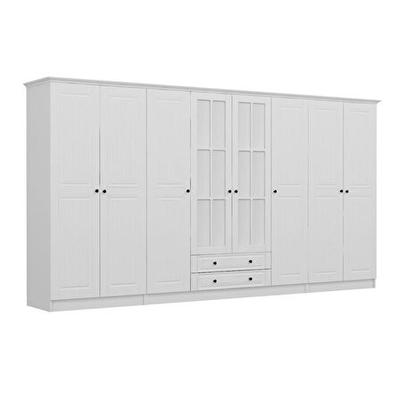 Kale 8 Mebran Kapaklı 2Ç Taçlı Dolap - Beyaz 190CM