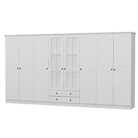 Kale 8 Mebran Kapaklı 2Ç Taçlı Dolap - Beyaz 190CM