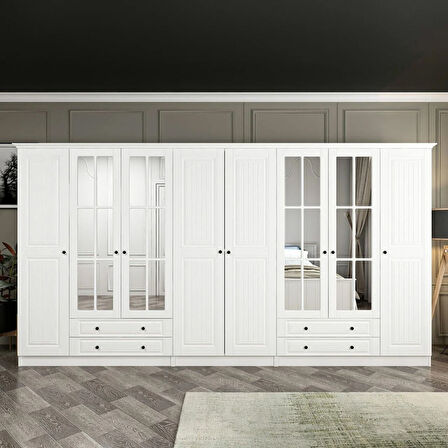 Kale 8 Mebran Kapaklı 4Ç Taçlı Dolap - Beyaz 190CM