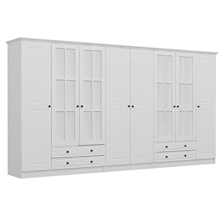 Kale 8 Mebran Kapaklı 4Ç Taçlı Dolap - Beyaz 190CM