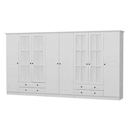 Kale 8 Mebran Kapaklı 4Ç Taçlı Dolap - Beyaz 190CM