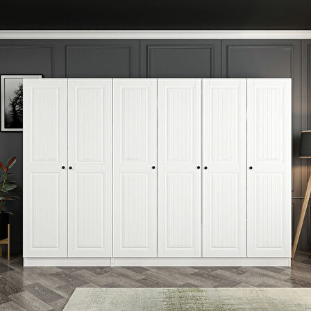 Kale 6 Mebran Kapaklı 2Ç Dolap - Beyaz 210CM