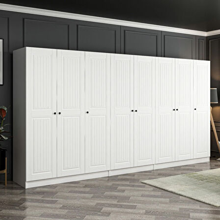 Kale 8 Mebran Kapaklı 4Ç Dolap - Beyaz 210CM