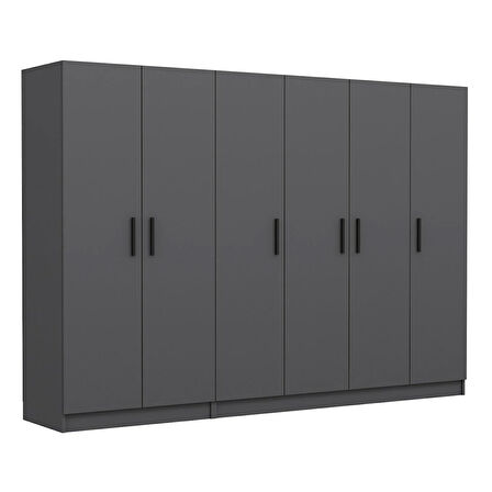 Minar Kale 6 Kapaklı 2 Çekmeceli Dolap Antrasit 190CM