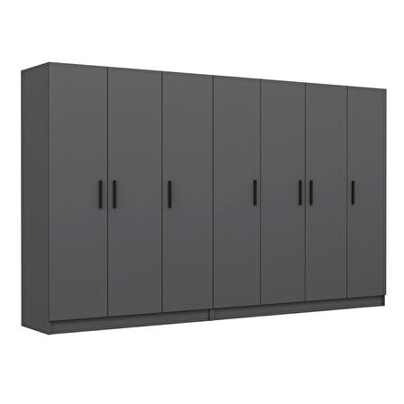 Minar Kale 7 Kapaklı 4 Çekmeceli Dolap Antrasit 190CM