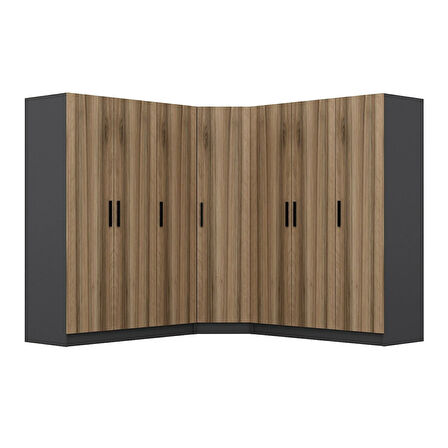 Kale 7 Kapaklı 4 Çekmeceli Dolap Antrasit Dore 190CM