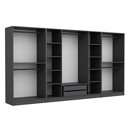 Kale 8 Kapaklı 2 Çekmeceli Dolap Antrasit Dore 190CM