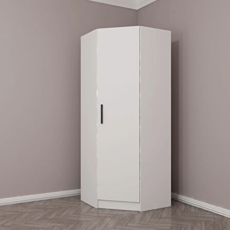 Kale Tek Kapaklı Köşe Zincir Dolap Beyaz - 210CM