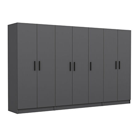 Minar Kale 7 Kapaklı 2 Çekmeceli Dolap Antrasit 210CM