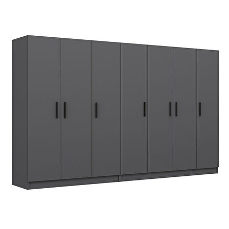 Minar Kale 7 Kapaklı 4 Çekmeceli Dolap Antrasit 210CM