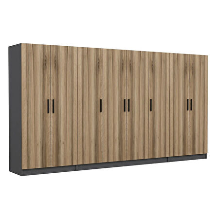 Kale 8 Kapaklı 2 Çekmeceli Dolap Antrasit Dore 210CM