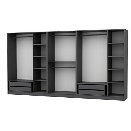 Kale 8 Kapaklı 4 Çekmeceli Dolap Antrasit Dore 210CM