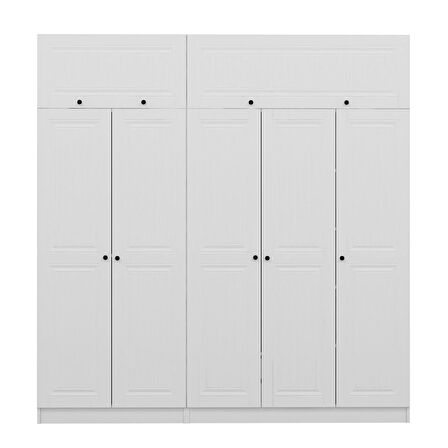 Minar Kale 5 Mebran Kapaklı 2 İç Çekmeceli Dolap Ve Yüklük Beyaz 235CM