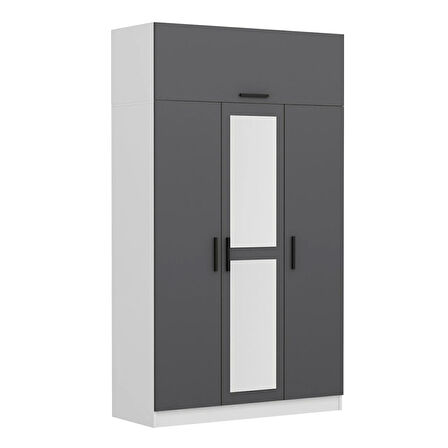 Minar Kale 3 Kapaklı 1 Aynalı 2 Ç Dolap Ve Yüklük Beyaz Antrasit 235CM