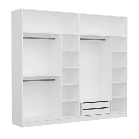 Minar Kale 6 Kapaklı 6 Aynalı 2 Ç Dolap Ve Yüklük Beyaz Antrasit 235CM