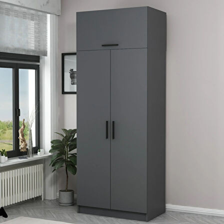 Minar Kale 2 Kapaklı Dolap Ve Yüklük Antrasit 235CM